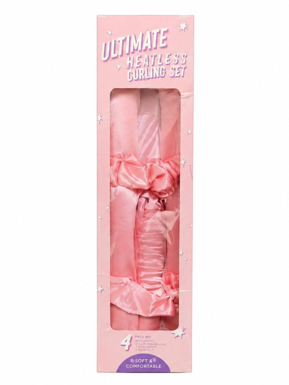 NIB Ultimate 4 Piece Heatless Curling Set-Pink